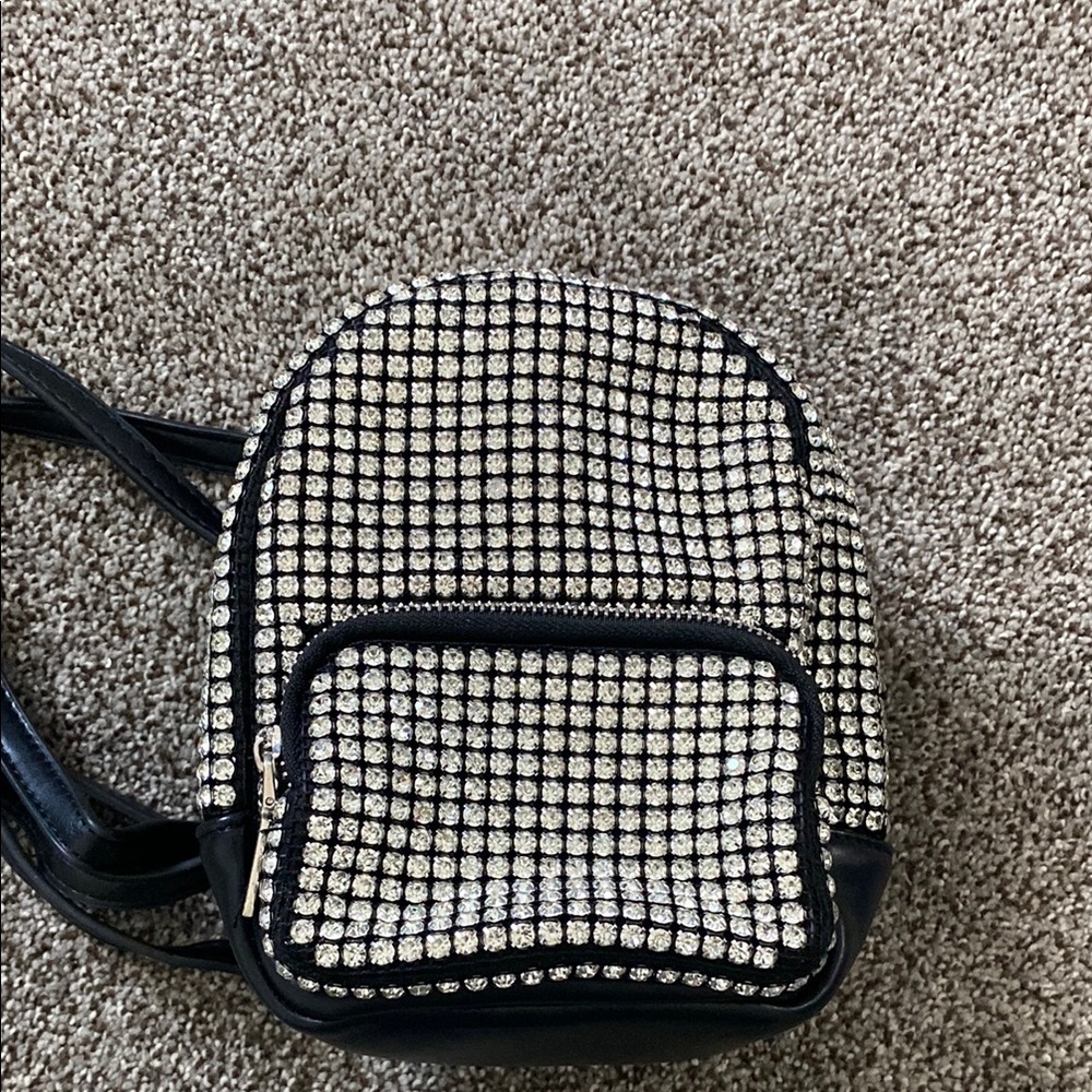 MMS Diamond Black and Silver Women's Backpack